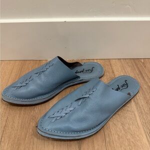 Free People Blue Leather Mules